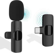 Microfone Lapela Sem Fio Compatível Android Usb C Type C grampo giratório de 360 graus