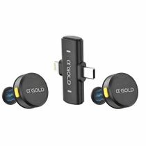 Microfone Lapela Sem Fio Duplo Magnético AGold para iPhone e Android Tipo C, Discreto para Gravação e Podcast