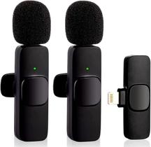 Microfone Lapela sem fio Duplo p/ Celular Profissional Tipo C - Microfone K 9
