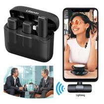 Microfone Lapela Sem Fio Duplo Para Lightning 11 Pro Max 13 Pro Max 14 Pro Max