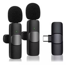 Microfone Lapela Sem Fio Duplo Profissional Android Tipo C