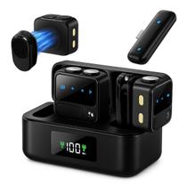Microfone Lapela Sem Fio Duplo Tipo-C e Lightning C/ Case