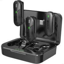 Microfone Lapela Sem Fio Duplo Type-c Hrebos Premium