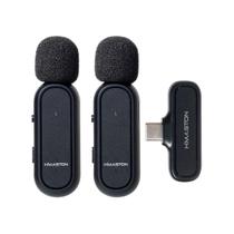 Microfone Lapela Sem fio Duplo Wireless Tipo C Para Smartphones 2 em 1