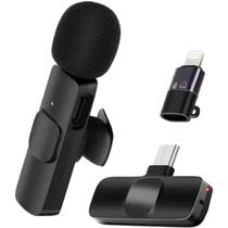 Microfone Lapela Sem Fio K9 com Cancelamento de Ruído Compatível com iPhone Android Gravações e Live