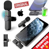 Microfone Lapela Sem Fio Profissional Omnidirecional Wireless Para Celular iOS Conector Lightning Gravação Vídeo - RIOSUL STORE