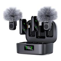 Microfone Lapela Sem Fio QY88 para Gravação Vídeo Áudio Lives iOS Android Preto Microfone Lapela Sem Fio QY88 para Gravação Vídeo Áudio Lives iOS Android Preto