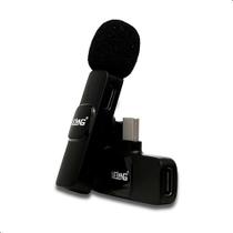 Microfone lapela sem fio recarregável p/iphone e p/android profissional