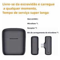 Microfone Lapela sem fio Tipo C com Case