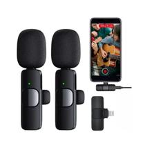 Microfone Lapela Sem Fio Tipo C K9 Preto - Plug-and-Play para Uso Simples e Eficiente