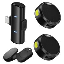 Microfone Lapela Sem Fio USB-C para Gravação Profissional Microfone Lapela Sem Fio USB-C para Gravação Profissional