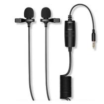 Microfone Lapela Soleste Duplo Para Câmeras, Smartphones Cabo 4.2m