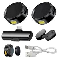Microfone Lapela Tipo-c Duplo Redondo Magnético compatível Iphone 15 16 /Profissional Sem Fio