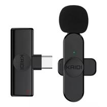 Microfone Lapela Tipo C Kaidi Sem Fio Preto KMF5-C