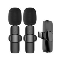 Microfone Lapela USB-C Duplo S/FIO - Preto - UN - MD9 Microfone Lapela USB-C Duplo S/FIO - Preto - UN - MD9