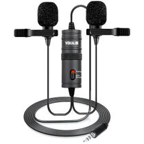 Microfone Lapela Vokal SLM20 Duplo Cabo 4m Com Bag