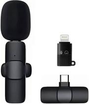 Microfone Lapela Wireless Sem Fio Android Usb Tipo C Plug In Play