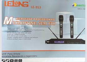Microfone lelong sem fio Uhf Digital Multifrequencia Duplo Uhf Le-913