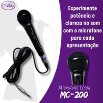 Microfone Leson Dinâmico MC200 Preto Com Cabo de 3 Metros