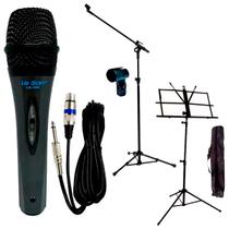 Microfone Leson LS-300 Com Cabo + Pedestal Smmax + Estante Partitura