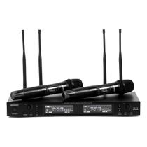 Microfone lexsen sem fio dinamico duplo lm1002-td cardioide