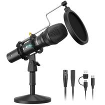 Microfone MAONO USB/XLR HD300T para Podcast - Dinâmico com Acessórios