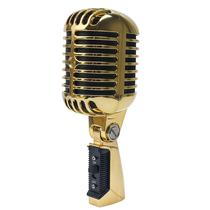 Microfone Marsrut Vintage Retrô Dinâmico com Fio Dourado Microfone Marsrut Vintage Retrô Dinâmico com Fio Dourado