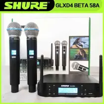Microfone Metal Shure Sem Fio Duplo Glxd4 Beta58a Profissional