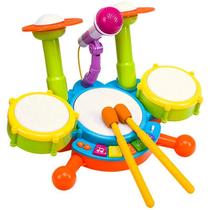 Microfone musical de bateria de brinquedo com luzes para bebês azul Microfone musical de bateria de brinquedo com luzes para bebês azul