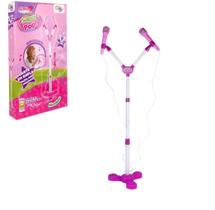 Microfone musical infantil duplo com pedestal glam girls - Well Kids