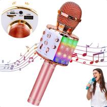Microfone Musical Karaokê Infantil Brinquedo Sem Fio com Bluetooth e Alto Falante Efeito Voz Modo Gr