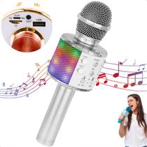 Microfone Musical Karaokê Infantil Brinquedo Sem Fio com Bluetooth e Alto Falante Efeito Voz Modo Gravação Para Festa - Utimix
