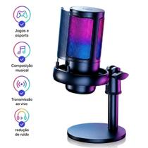 Microfone para Computador USB RGB com Suporte Ajustável Microfone para Computador USB RGB com Suporte Ajustável