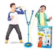Microfone Para Criança Infantil Com Pedestal Azul Rosa musica - BS7COMPROU