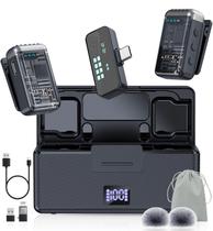 Microfone para iPhone com estojo de carregamento Mini microfone sem fio Lavalier USB C Lapel Mic Clipe no microfone para iPhone, iPad, Android para gravação de vídeo, vlog, YouTube, TikTok