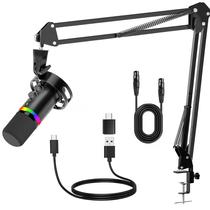 Microfone para jogos JUOPIEA XLR/USB Dynamic com suporte Boom Arm