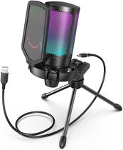 Microfone para jogos USB com RGB e suporte de tripé - fifine