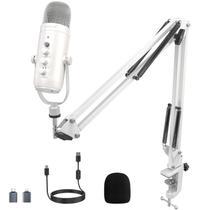 Microfone para jogos ZealSound K66 USB com Boom Arm White