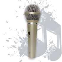 Microfone Para Karaoke Dourado Com Cabo 3 Metros