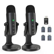 Microfone para podcast ZealSound, kit de equipamentos para podcast para iPhone, PC, iPad e Android, microfone USB sem fio duplo 2,4 GHz com redução de ruído, toque para silenciar e controle de ganho para streaming, gravação, YouTube e TikTok Microfone para podcast ZealSound, kit de equipamentos para podcast para iPhone, PC, iPad e Android, microfone USB sem fio duplo 2,4 GHz com redução de ruído, toque para silenciar e controle de ganho para streaming, gravação, YouTube e TikTok