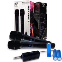 Microfone partyvoice leson duplo sem fio recarregável p10