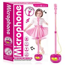 Microfone Pedestal Karaokê infantil com Som Luzes Bailarina
