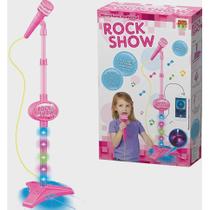 Microfone Pedestal Rock Show Rosa Com Luzes - DM Toys DMT5898