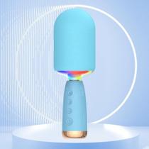 Microfone portátil sem fio para karaokê com altofalante Bluetooth, microfones sem fio, infantil, divertido com LED