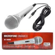 Microfone Prata Com Fio MXT Cabo 3 Metros