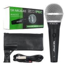 Microfone Profissional Dinâmico C/ Fio Skypix Mga 48 Preto