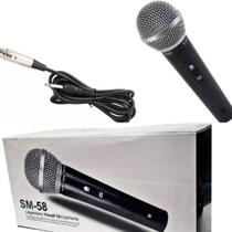 Microfone profissional dinâmico Cardioide com fio M-58 Sm-58 + cabo 5 metros Original