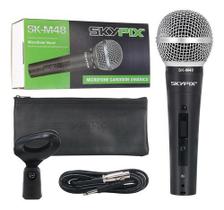 Microfone Profissional Dinâmico Com Fio Skypix Sk M48 Preto