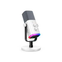 Microfone Profissional Dinâmico para Stream e Gravação RGB - Branco - Fifine