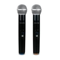 Microfone Profissional Duplo Sem Fio Wireless Longo Alcance 60m Palestra Palco - Tomate